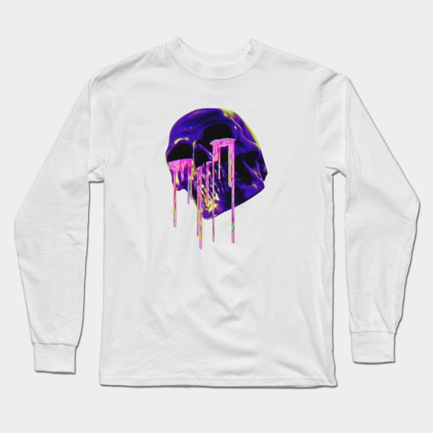 Drippy Skull Art Long Sleeve T-Shirt by Riel